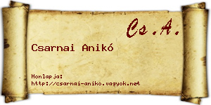 Csarnai Anikó névjegykártya